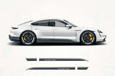 White sports car with black and yellow accents on a white background, featuring AHA Graphics branding.